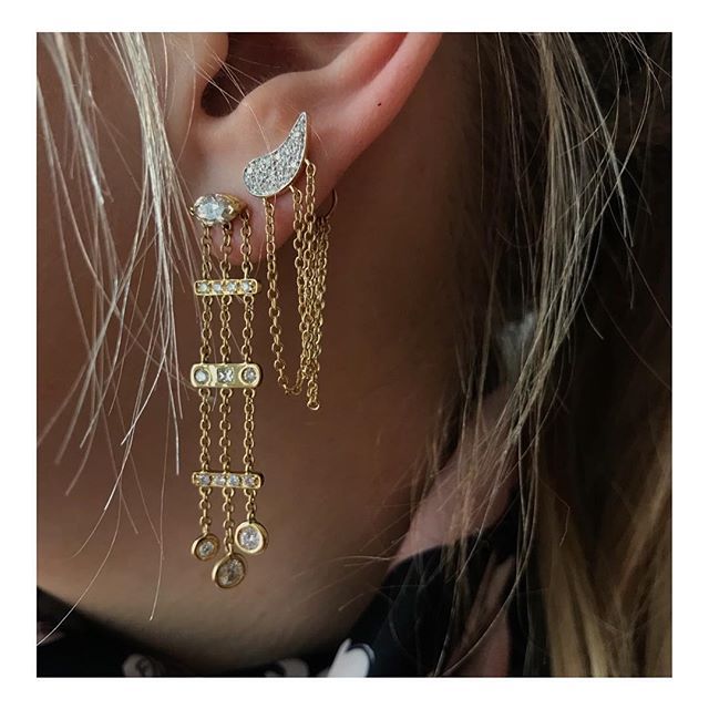 Drip Drop single 18K Whitegold Earring w. Diamonds