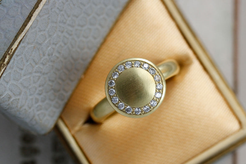 Jardiniére pavé 18K Guld Ring m. Diamant, 0.17ct