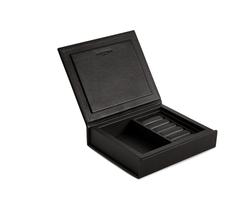 Schwarz Überschuss Schmuckbox aus LederI Klein