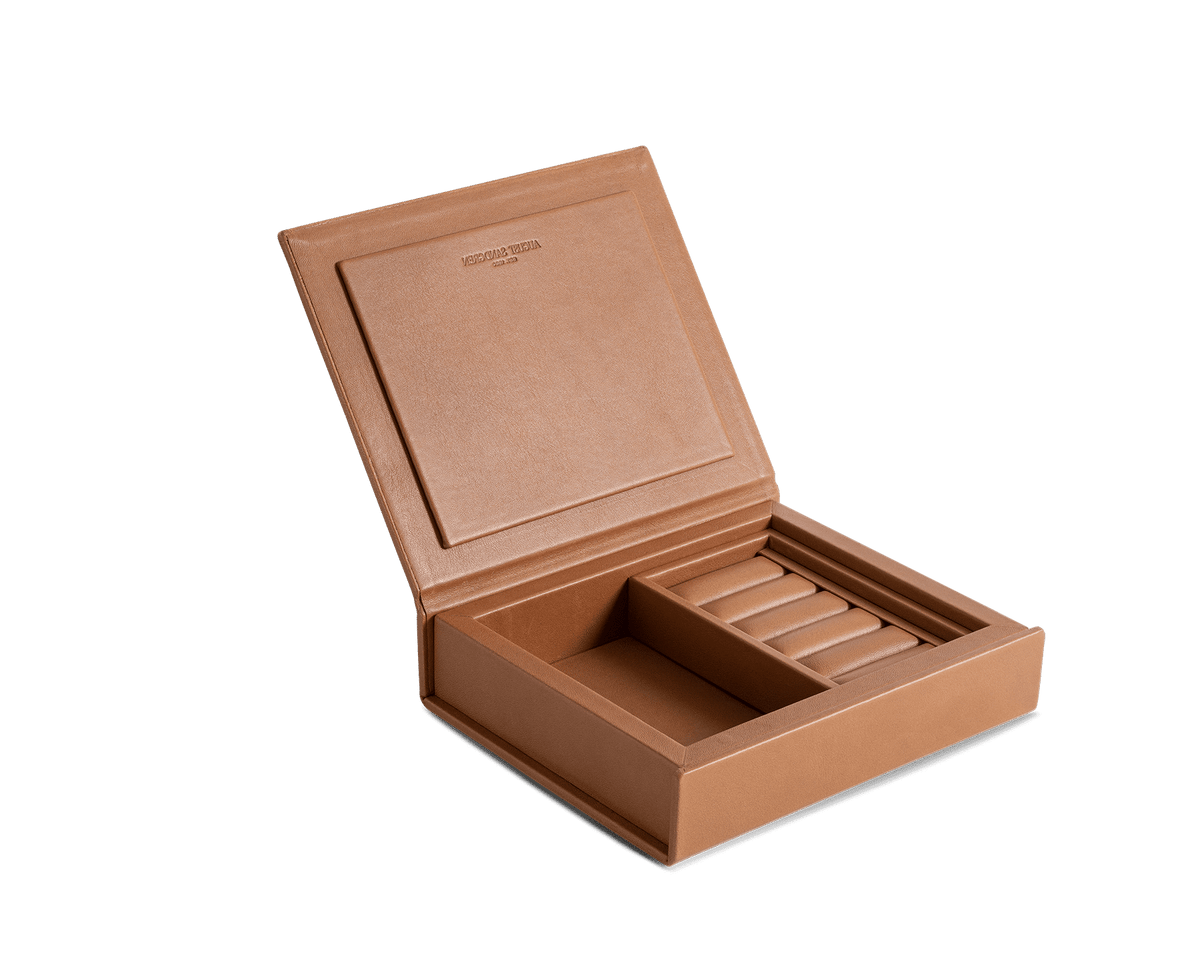 Cognac Surplus leather Jewellery Box, Small