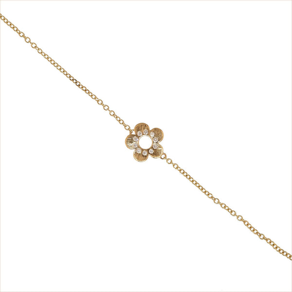 Flower Power 18K Gold Bracelet w. Diamonds