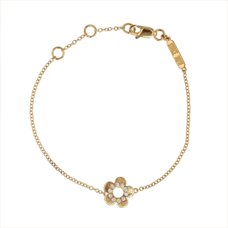 Flower Power 18K Gold Bracelet w. Diamonds