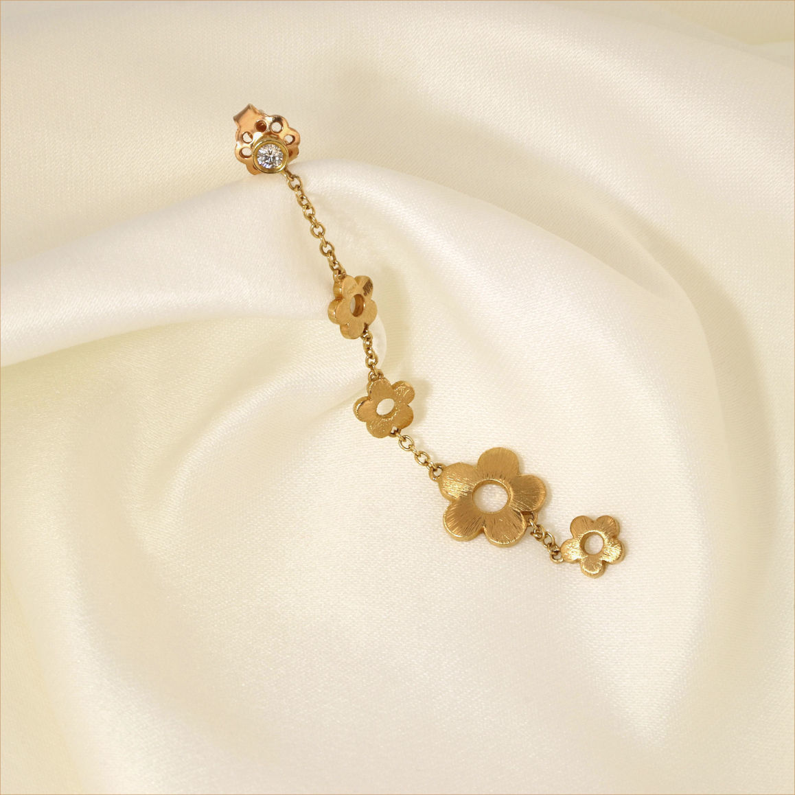 Flower Power 18K Guld Ear Jacket m. Diamanter
