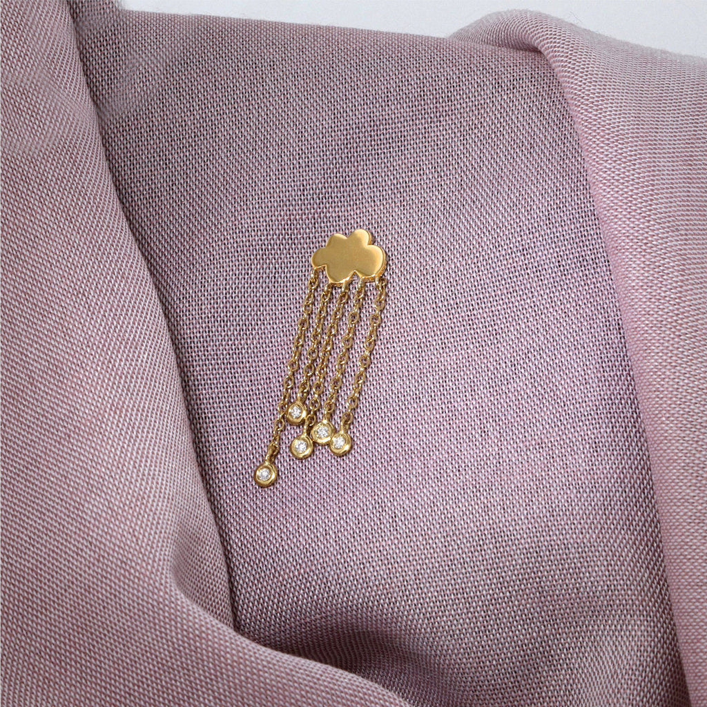 Rain Cloud 18K Gold Earrings w. Diamonds