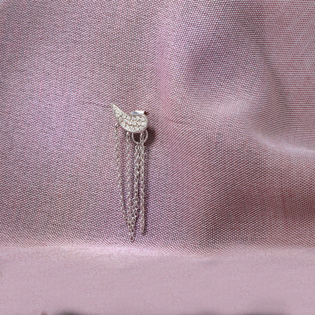 Drip Drop single 18K Whitegold Earring w. Diamonds