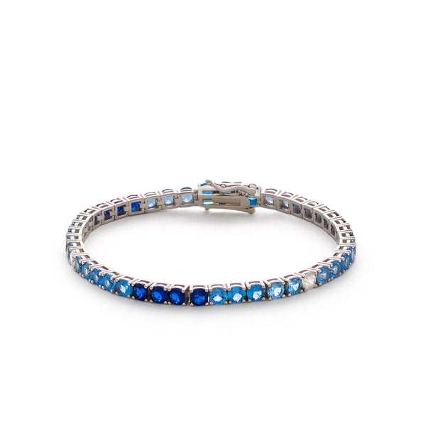 Tennis Blue (4mm) Silver Bracelet w. Zirconia