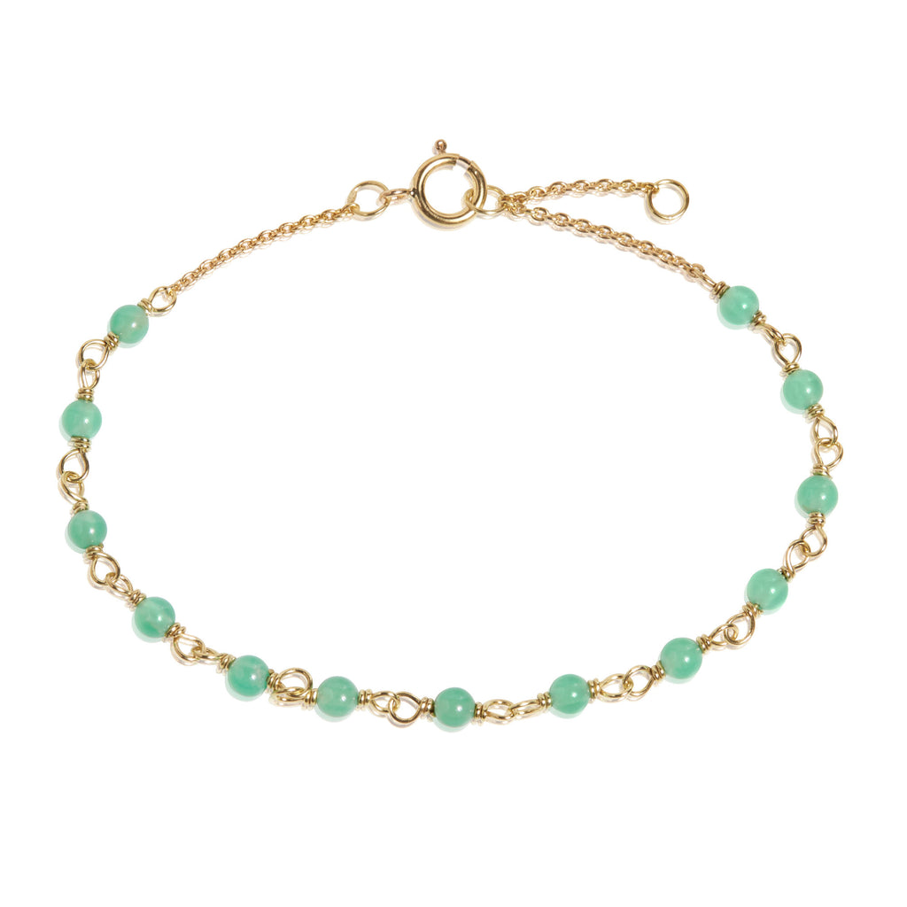Green 18K Gold Bracelet w. Chrysoprase