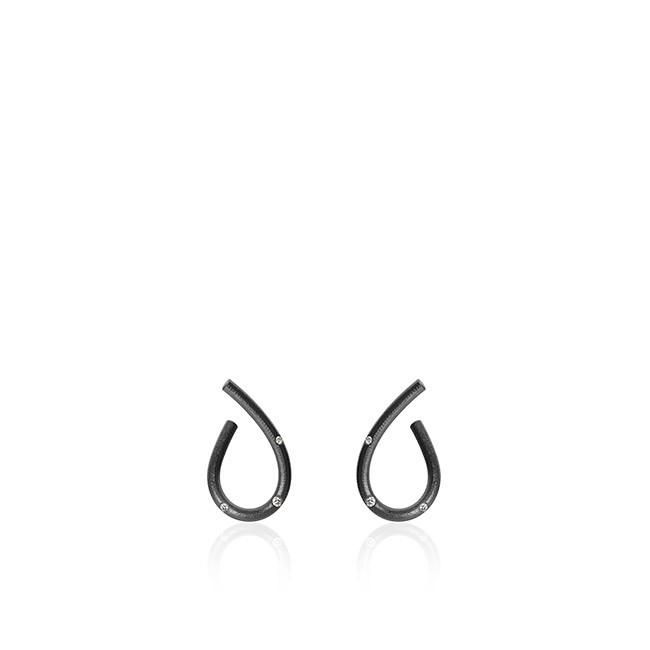 Small Kharisma Oxidized Silver Earrings w. Diamonds