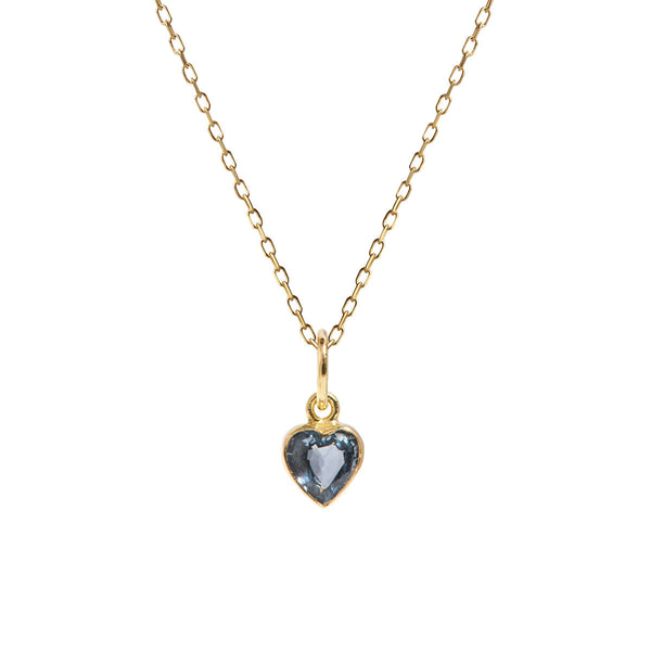 Heart Blue 18K Gold Necklace w. Sapphire