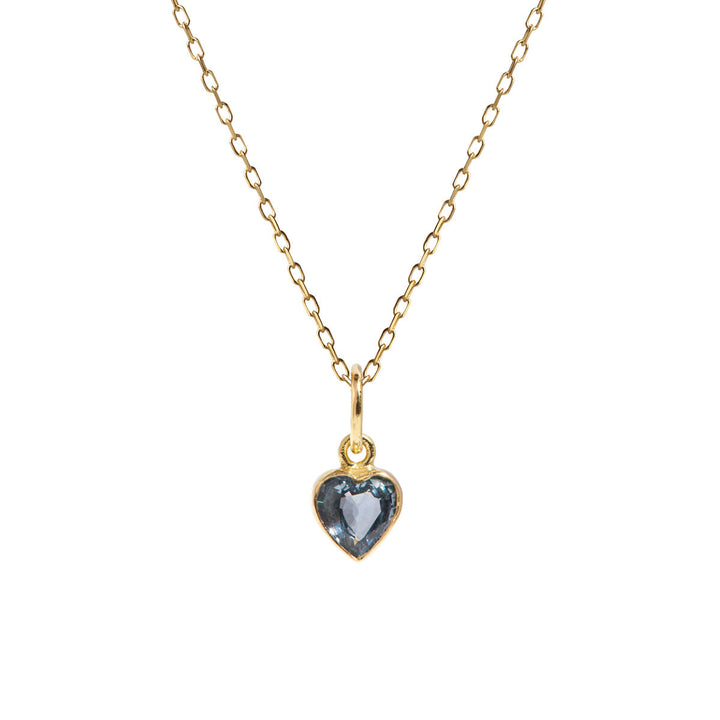 Heart Blue 18K Gold Necklace w. Sapphire
