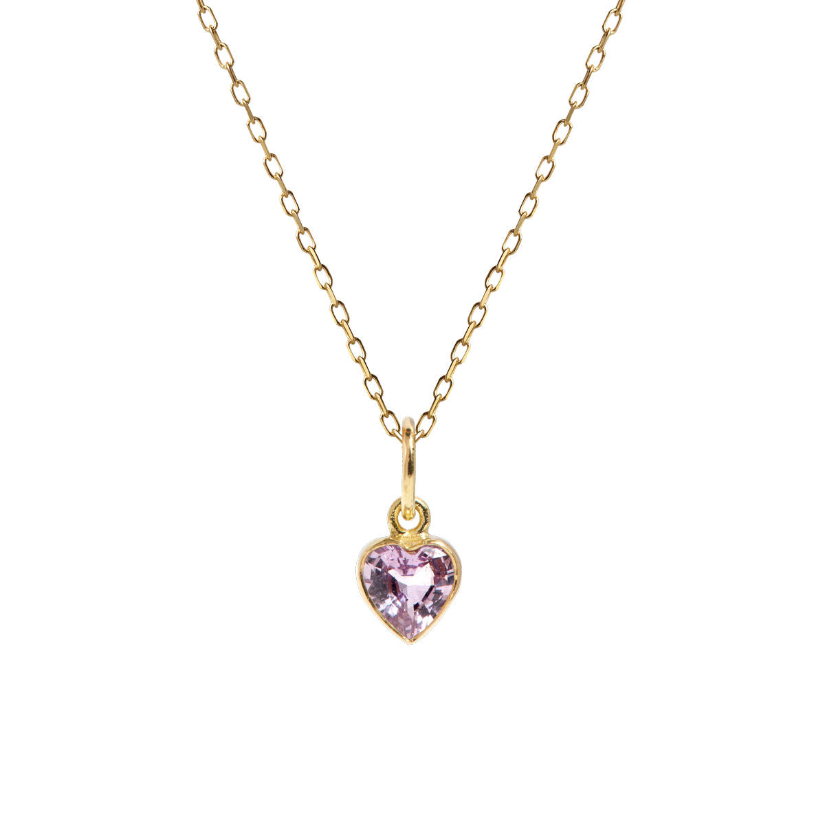 Heart Pink 18K Gold Necklace w. Sapphire