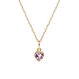 Heart Pink 18K Gold Necklace w. Sapphire