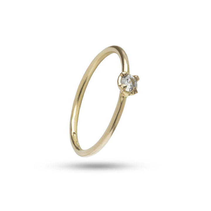 Round Blue 18K Gold Ring w. Sapphire