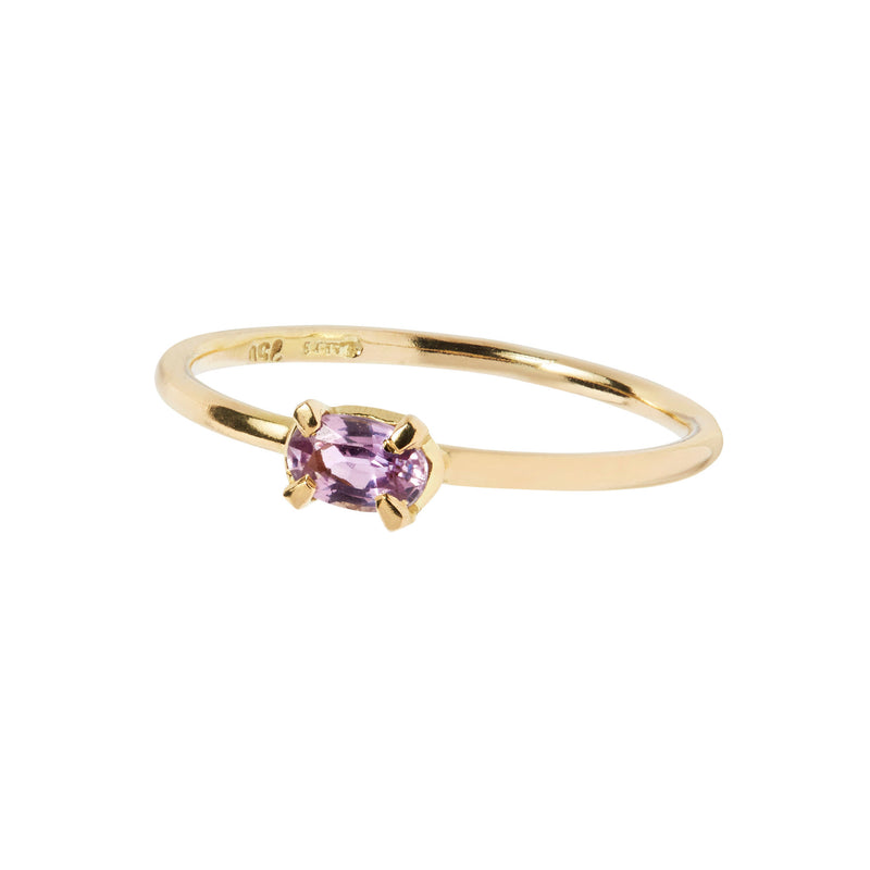 Oval Pink 18K Gold Ring w. Sapphire
