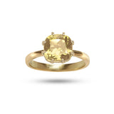 Square Yellow 18K Gold Ring w. Citrin