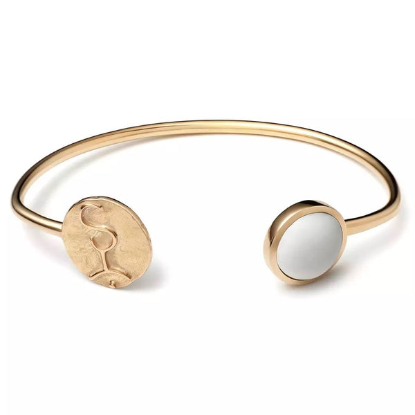 Cosmos Circle | Key Of Connection Silver Bangle w. White Agate