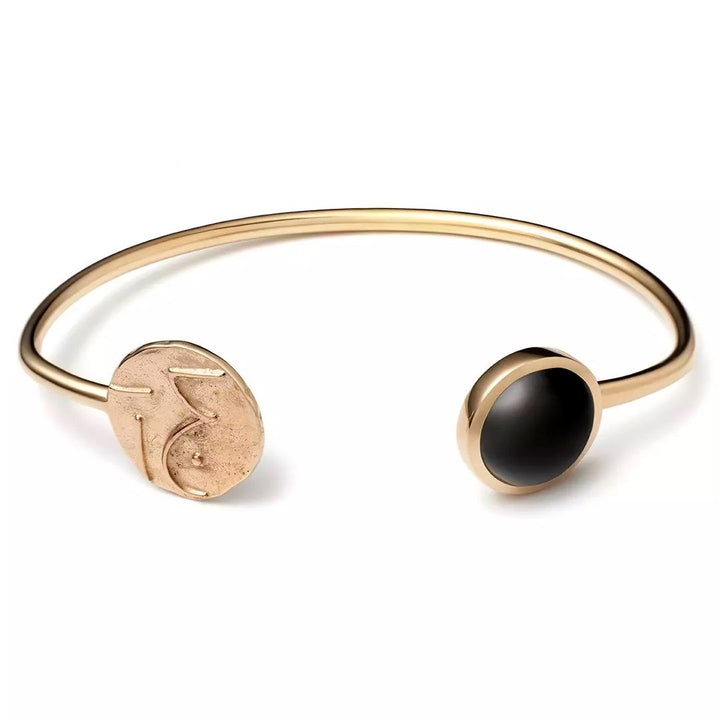 Cosmos Circle | Key Of Gender Unity Silver Bangle w. Black Agate
