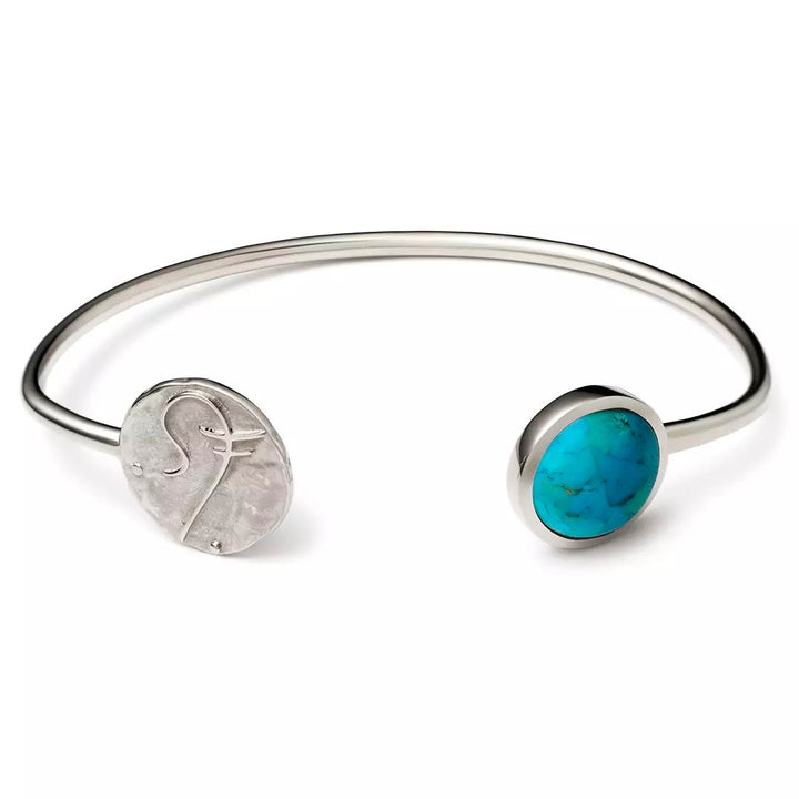 Cosmos Circle | Key Of Polarities Silver Bangle w. Turquoise