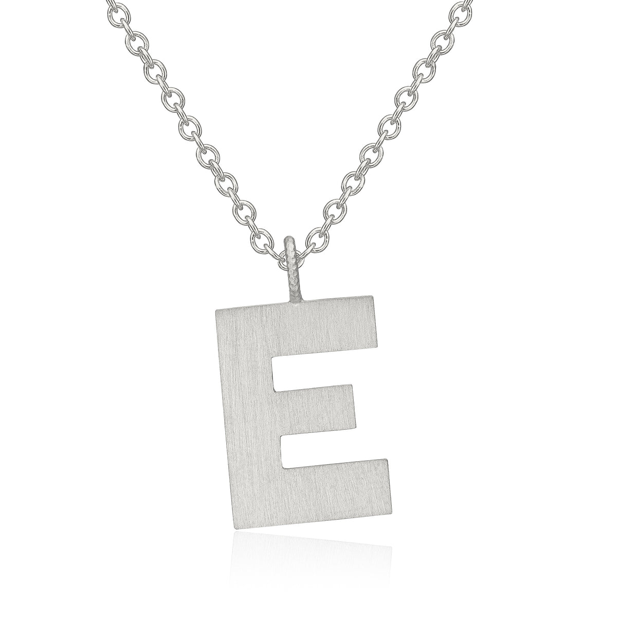 Letter E Silver Necklace