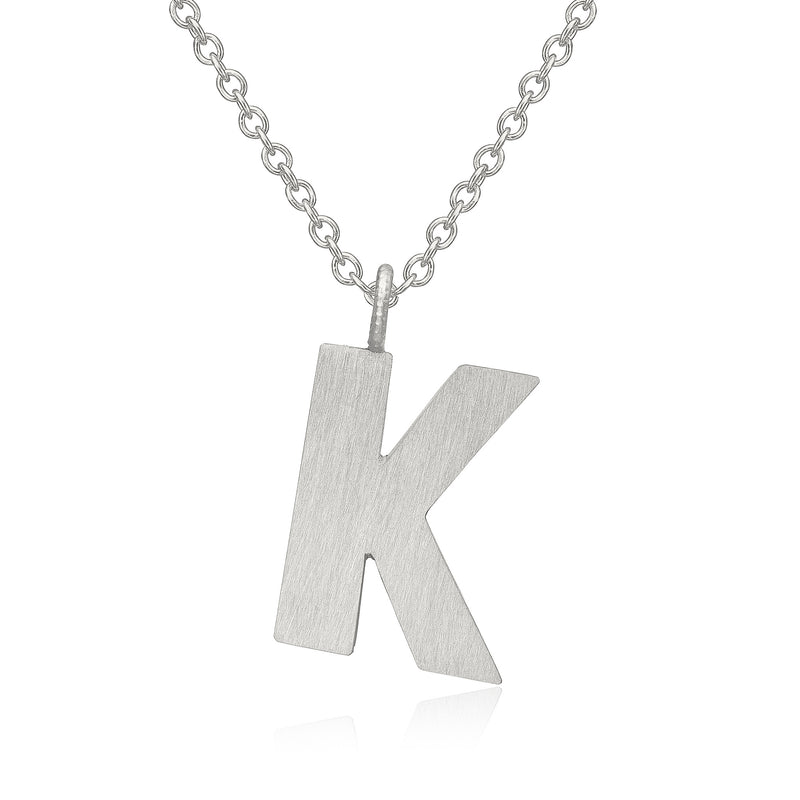 Letter K Silver Necklace