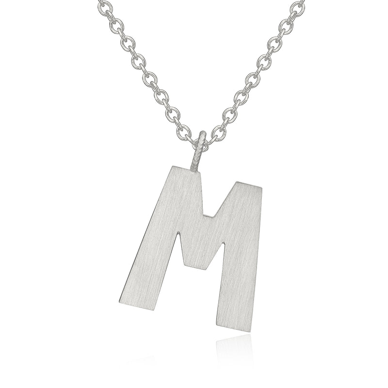 Letter M Silver Necklace