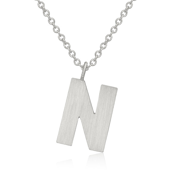 Letter N Silver Necklace
