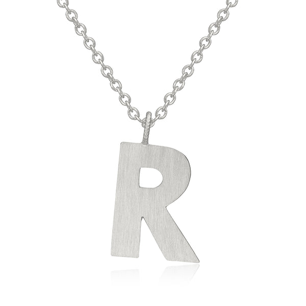 Letter R Silver Necklace