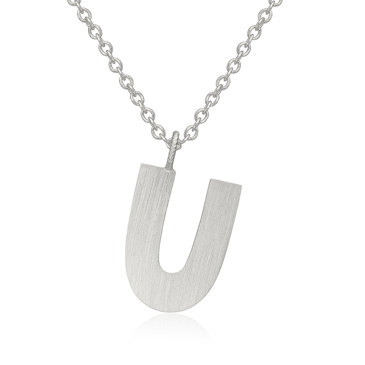 Letter U Silver Necklace