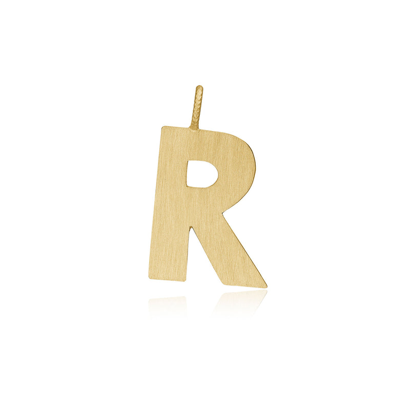 Letter R 18K Gold Pendant