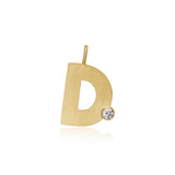 Letter D 18K Gold Pendant w. Diamond