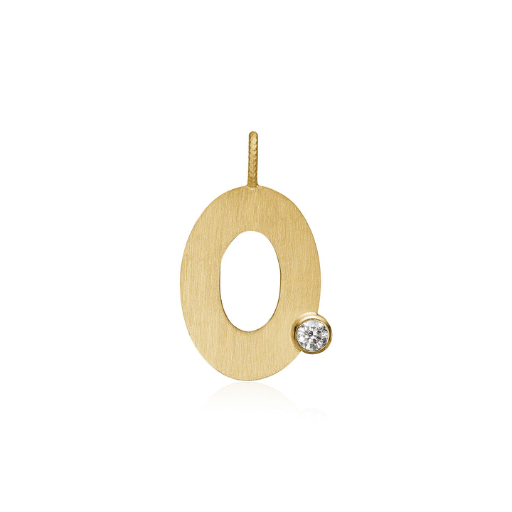 Bogstav O 18K Guld Vedhæng m. Diamant