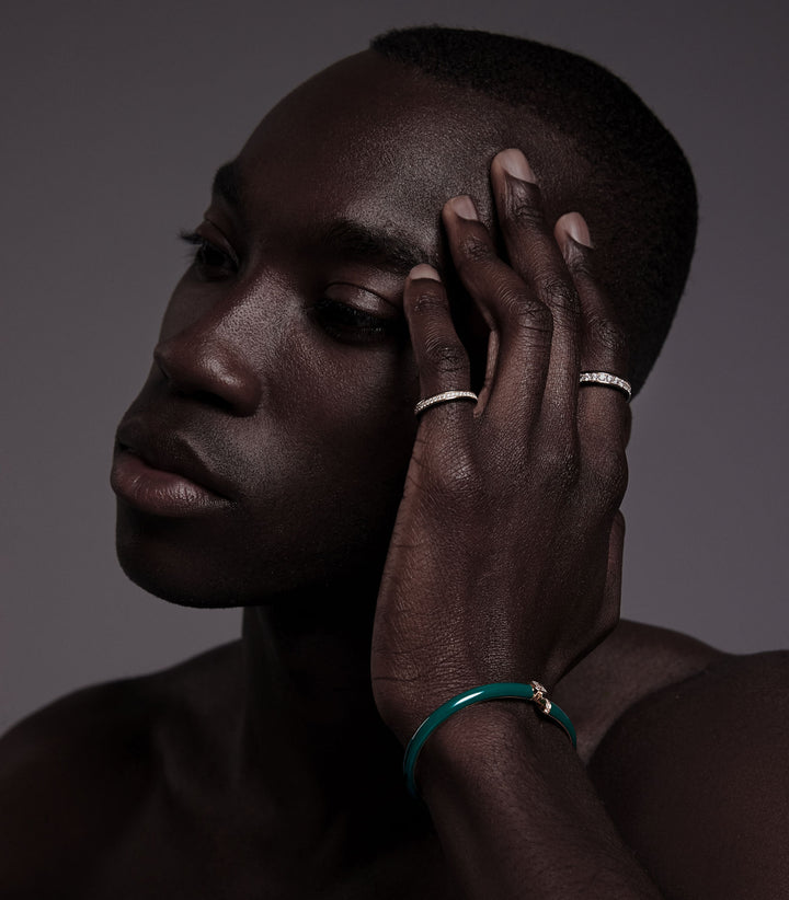 Eternity Grøn 6mm 18K Hvidguld Ring m. Lab-Grown Diamanter