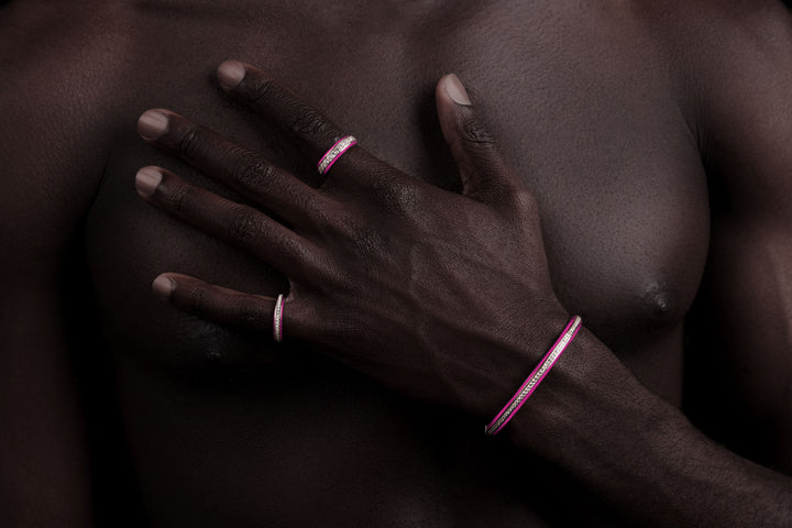 Eternity Pink 18K Gold Bangle w. Lab-Grown Diamonds