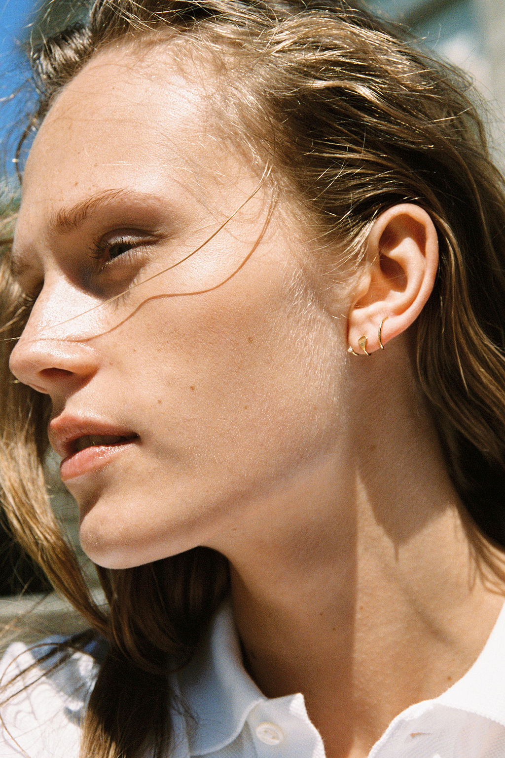 Lang Slange Kite 18K Guld Ørering m. Diamant