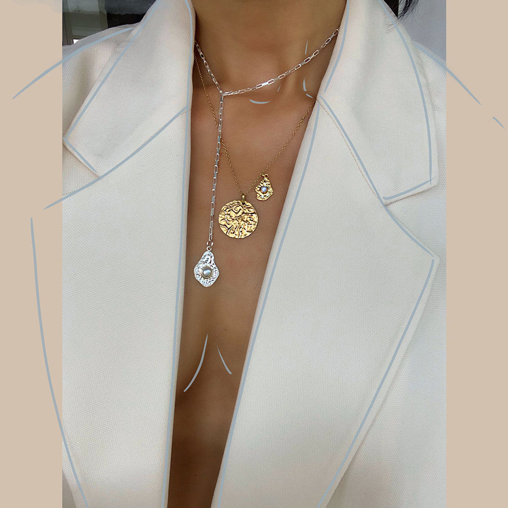 Lucky Teardrops Gold Plated Necklace w. Pearls