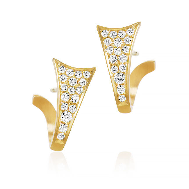 Luna Loop 18K Gold Earrings w. Diamonds