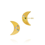 Small Luna 18K Gold Earrings w. Diamonds