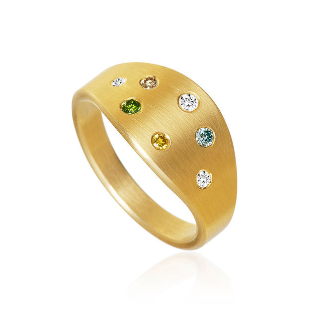 Luna 18K Gold Ring w. Diamonds