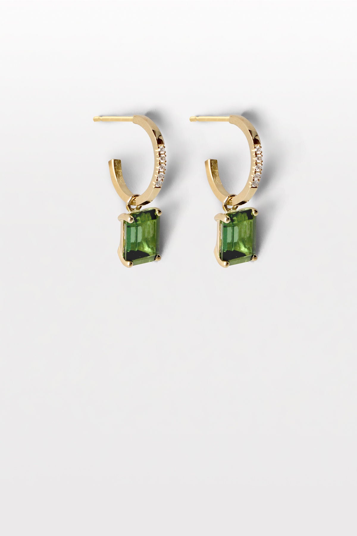Lustre 14 18K Gold Hoops w. Tourmaline & Diamonds