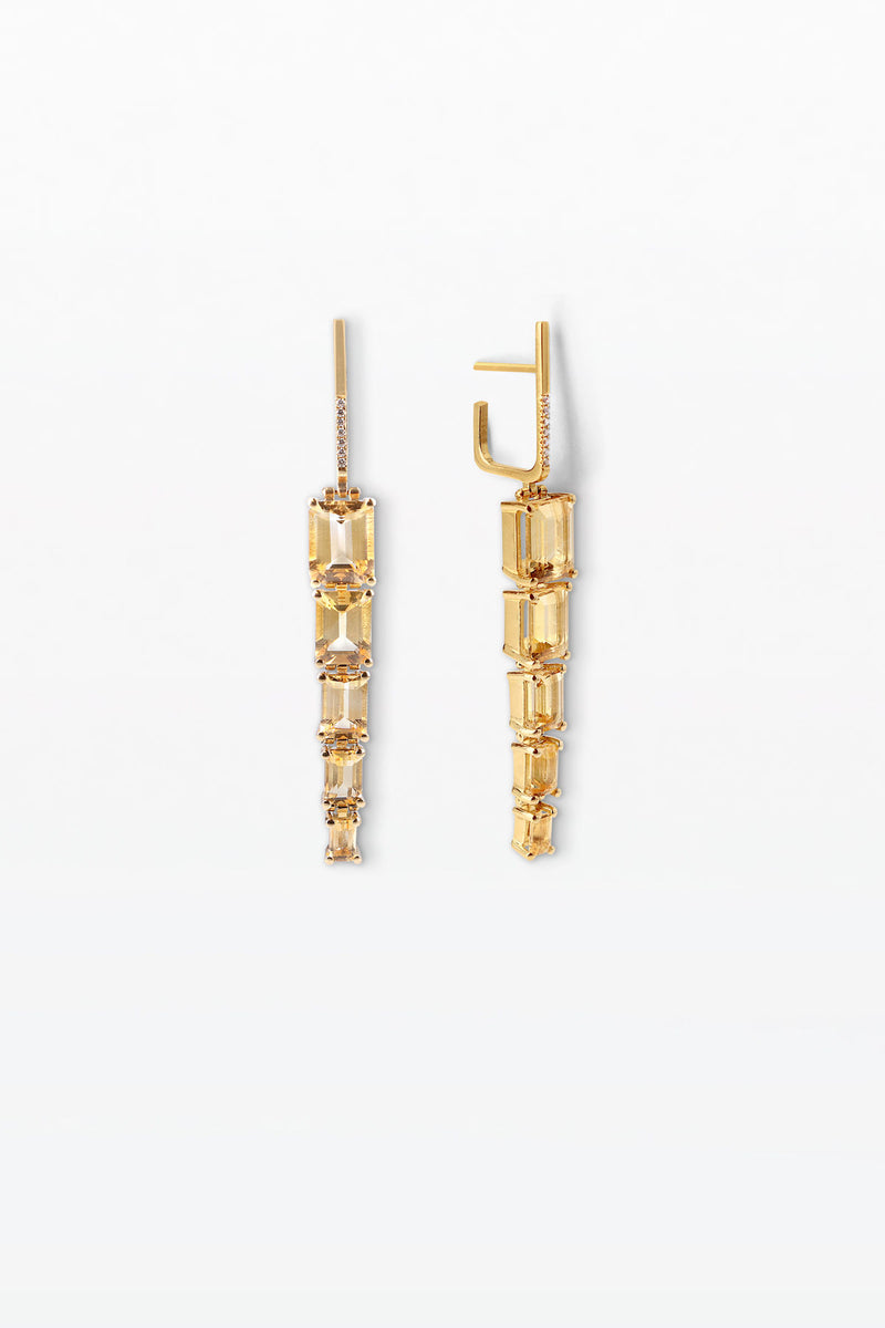Lustre 16 18K Gold Earrings w. Diamonds & Citrine