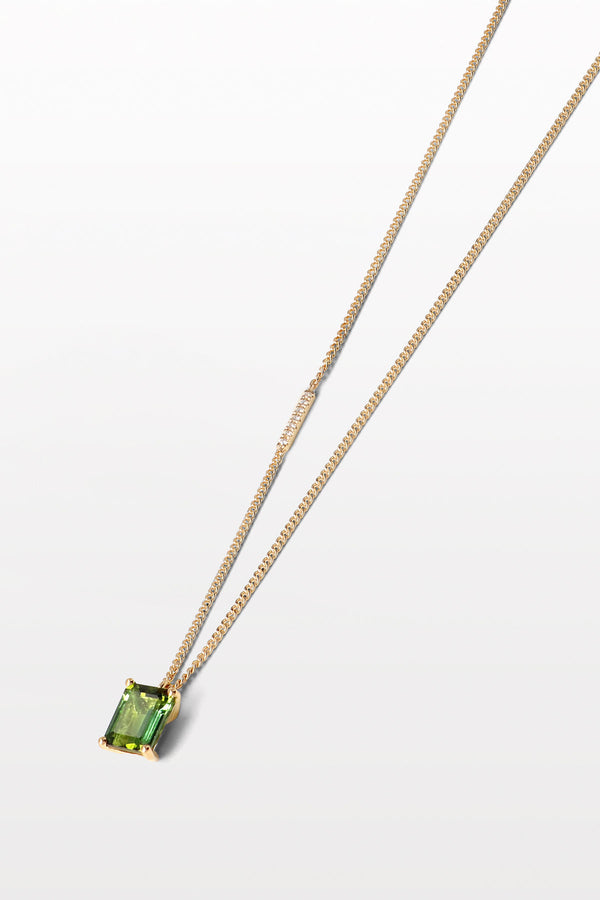 Lustre 01 18K Gold Necklace w. Diamonds & Tourmaline