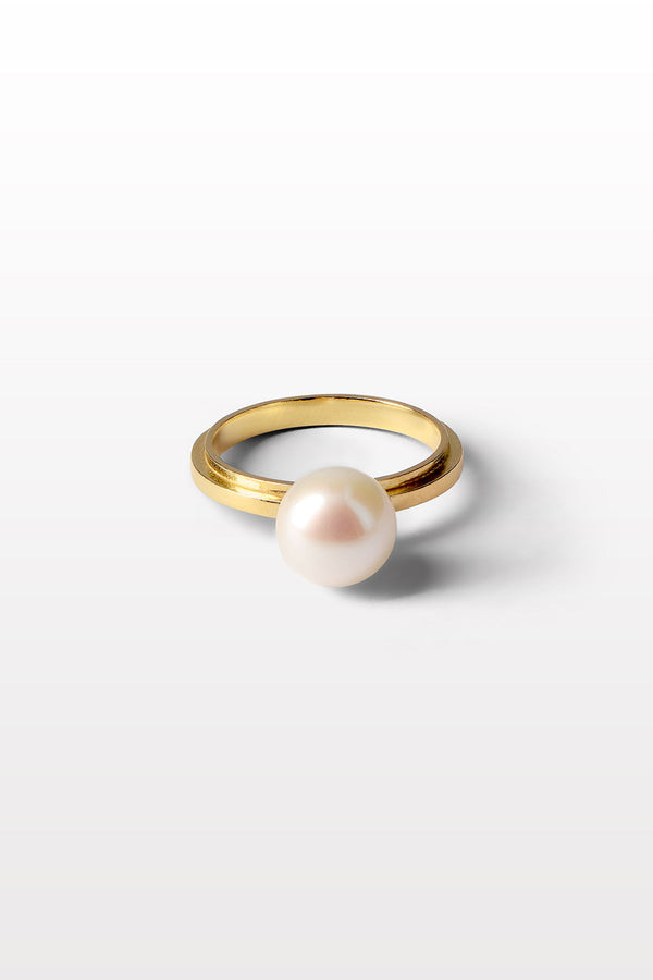 Lustre 01 18K Gold Ring w. Pearl