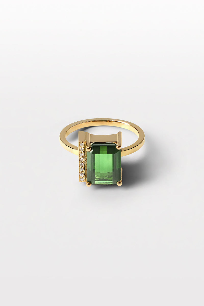Lustre 06 18K Guld Ring m. Diamanter & Turmalin