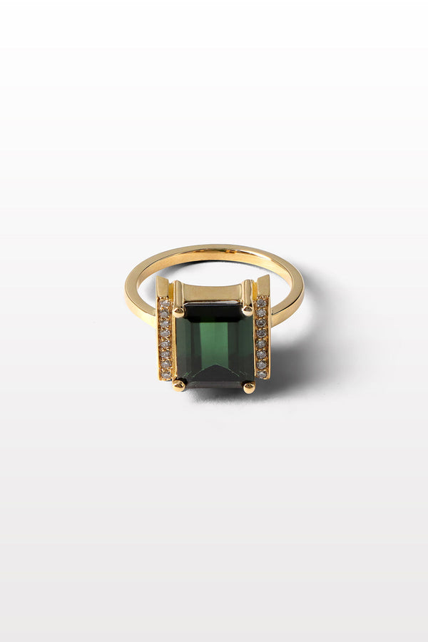 Lustre 07 18K Guld Ring m. Diamanter & Turmalin
