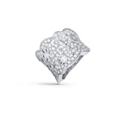 Stor Lace Pavé 18K Hvidguld Ring m. Diamanter