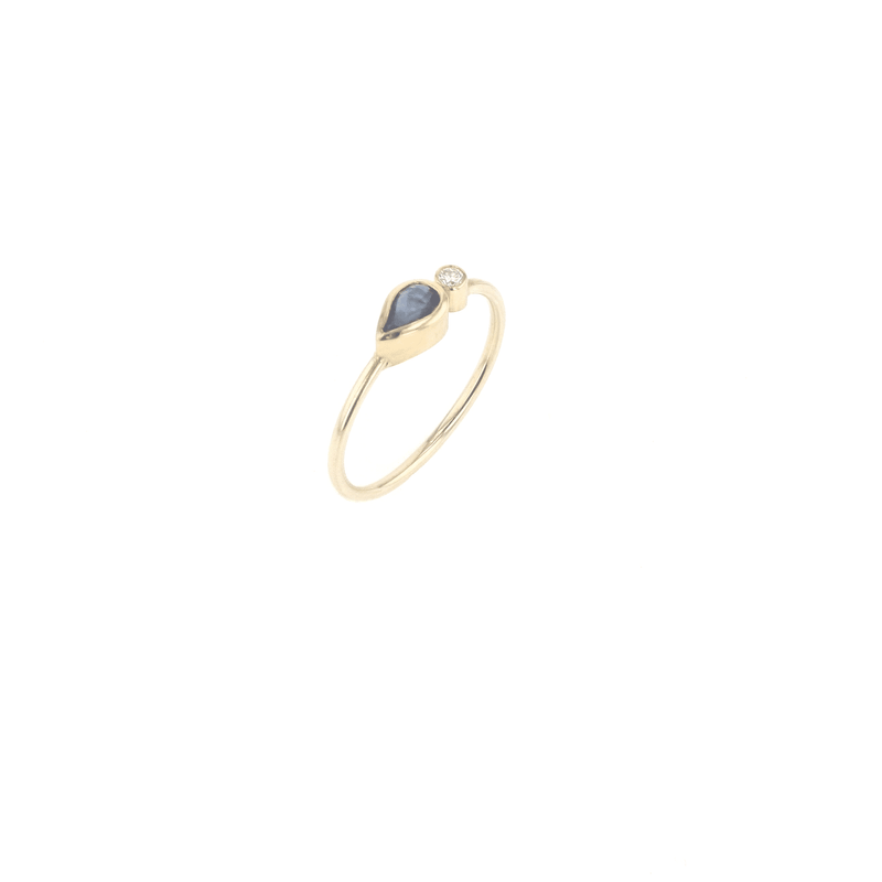 Miss Frida 14K Gold Ring w. Diamond & Sapphire