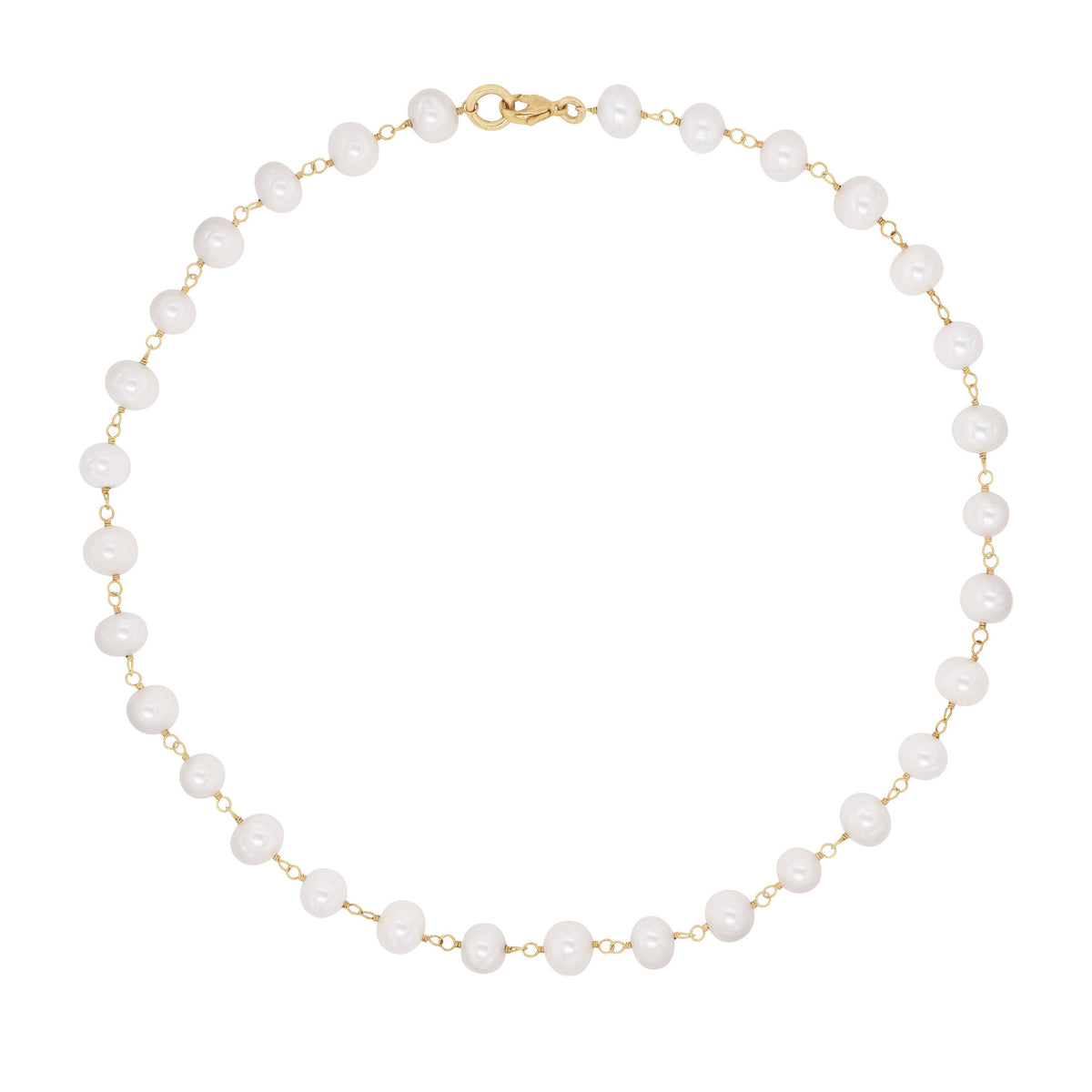 Pearls Choker Forgyldt Halskæde m. Perler