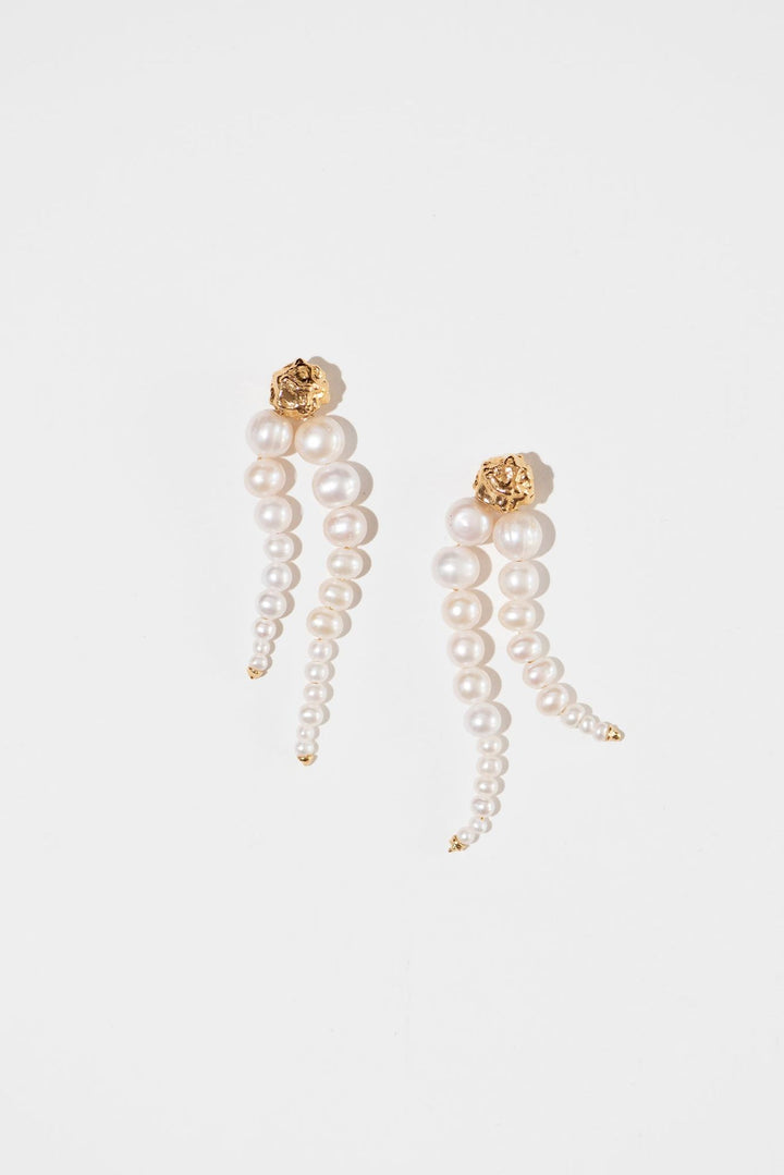 The Pearl Pearl Pearl Gold Plated Earrings w. Pearl