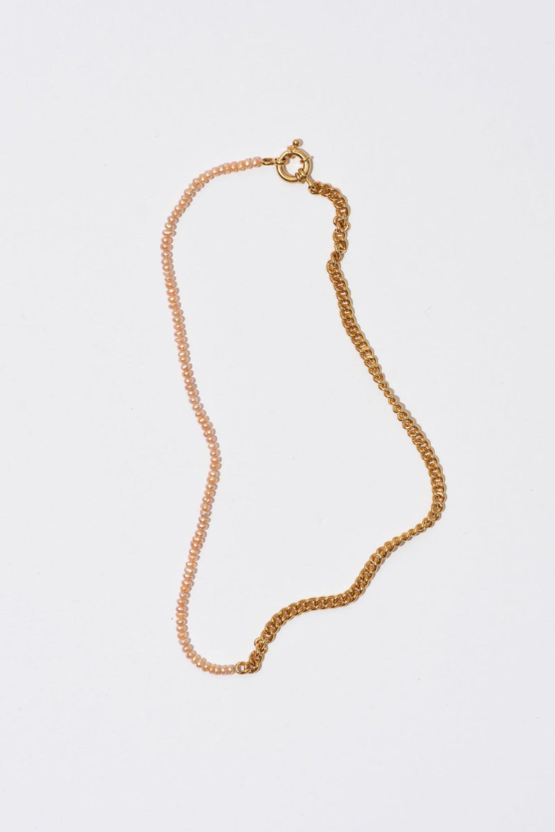 The 50/50 Small Sweet Orange Gold Plated Necklace w. Pearls