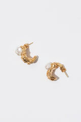 The Organic Gold Plated Hoops w. Pearls - Pair
